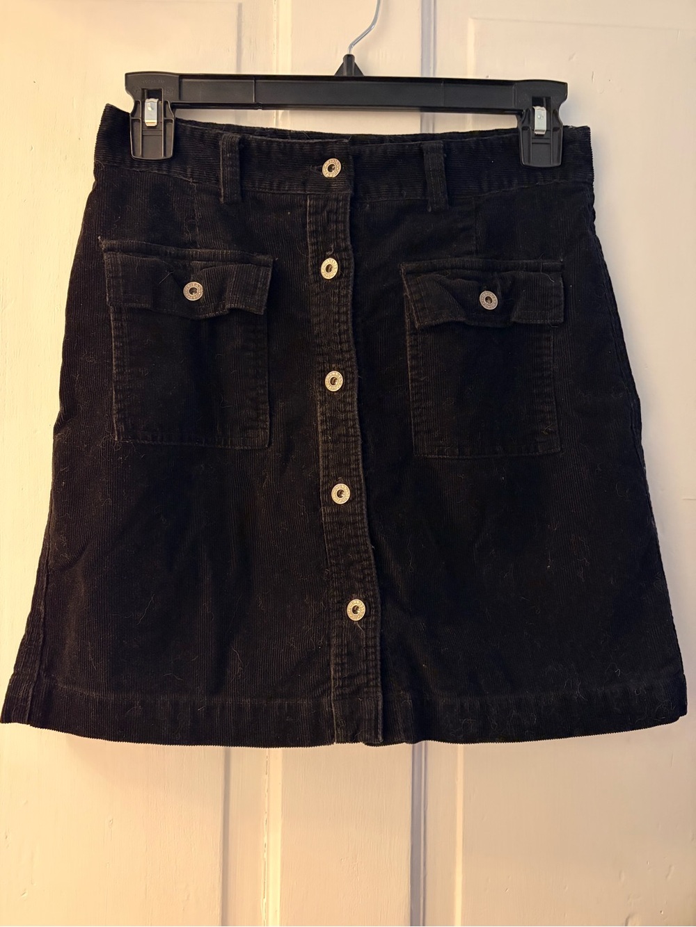 Gap Button Front Black Corduroy Skirt Size 4